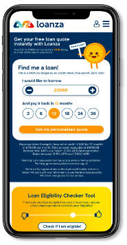 Loanza homepage viewed on a smartphone